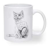 Giller Baskılı Seramik Kupa Kedi Mahur